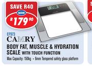 Camry Body Fat, Muscle & Hydration  Scale With Touch Function EF973