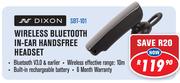 Dixon Wireless Bluetooth In-Ear Handsfree Headset SBT-101