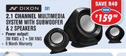 Dixon 2.1 Channel Multimedia System With Subwoofer & 2 Speakers S81