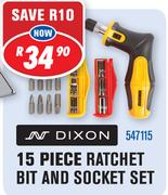 Dixon 15 Piece Ratchet Bit And Socket Set 547115