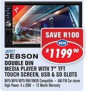Jebson Double Din Media Player With 7" TFT Touch Screen USB 7 SD Slots JB701T