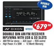 Dixon Double Din AM/FM Receiver MP3/WMA With USB & SD Slots MP0553