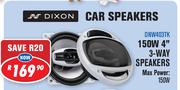 Dixon Car Speakers 150W 4" 3 Way Speakers DNW403TK