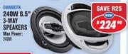Dixon Car Speakers 240W 6.5" 3 Way Speakers DNW603TK