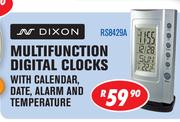 Dixon Multifunction Digital Clocks With Calendar, Date, Alarm And Temperature RS8429A