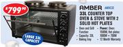 Amber 33L Counter Top Oven & Stove With 2 Solid Hot Plates AMBC32