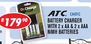 ATC Battery Charger With 2x AA & 2x AAA Nimh Batteries EA401C