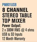 Dixon 8 Channel Stereo Table Top Mixer PM801USB