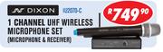 Dixon 1 Channel UHF Wireless Microphone Set (Microphone & Receiver) IU2070-C