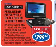 Dixon Portable DVD Player With 7" TFT LED Screen TV Tuner & Radio SPFM866