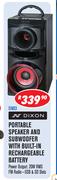Dixon Portable Speaker & Subwoofer With Built In Rechargeable Battery DN03