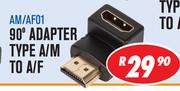 Dixon 90 Degree Adapter Type A/M To A/F HDMI Adapters AM-AF01