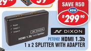 Dixon HDMI 1.3b 1x2 Splitter With Adapter PET0102