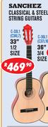 Sanchez 33" 1/2 Classical & Steel String Guitars C-33L1(C34L7)