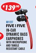 Dixon Five I Five In-Ear Dynamic Bass Earphones With Microphone And Tangle Resistant Cable MI1227