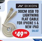 Dixon 90cm USB to Lightning Flat Cable For iPhone 5 & New iPad DXLIGT
