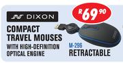 Dixon Compact Travel Mouses With High-Definition Optical Engine Retractable M-296