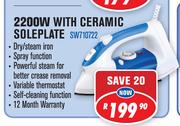 Amber Steam Irons 2200W SW710722 With Ceramic Soleplate 
