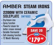 Amber Steam Irons 2200W SW710322 With Ceramic Soleplate 