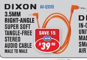 Dixon 3.5MM Right Angle Super Soft Tangle Free Stereo Audio Cable Male To Male AV-Q3315