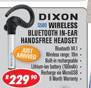 Dixon Wireless Bluetooth In Ear Handsfree Headset S-580