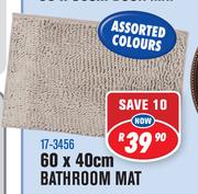 Bathroom Mat Assorted Colours 17-3456-60 x 40cm