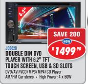 Jebson Double Din DVD Player With 6.2" TFT Touch Screen, USB & SD Slots JB362D