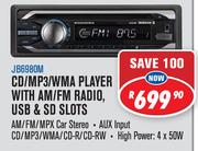 Jebson CD/MP3/WMA Player With AM/FM Radio. USB & SD Slots JB6980M