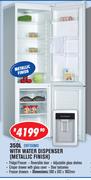 Dixon 350Ltr With Water Dispenser Metallic Finish DBF350MD