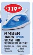Amber 1600W Steam Iron SW168716 With Non Stick Soleplate