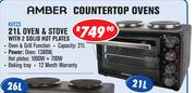 Amber 21Ltr Oven & Stove With 2 Solid Hot Plates KHT23