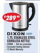Dixon 1.7Ltr Stainless Steel Cordless Kettle SLD221