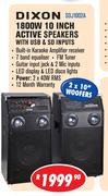 Dixon 1800W 10 Inch Active Speakers With USB & SD Inputs SDJ1002A