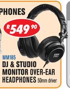 DXN Pro DJ & Studio Monitor Over Ear Headphones 50mm Driver MM185