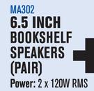 Dixon 6.5 Inch Bookshelf Speakers Pair MA302 