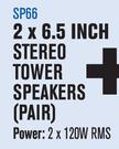Dixon 2 x 6.5 Inch Stereo Tower Speakers Pair SP66