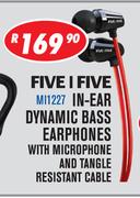 Five I Five In Ear Dynamic Barr Earphones With Microphone & Tangle Resistant Cable MI1227
