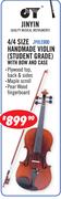 Jinyin 4/4 Size Handmade Violin(Student Grade) With Bow And Case JYVLE900