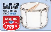 Sanchez 14x10 Inch Snare Drum With Strap And Sticks MD-602