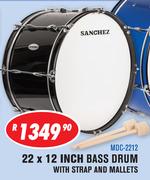 Sanchez 22 x 12 Inch Bass Drum With Strap And Mallets MDC-2212