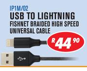 Dixon Sync & Charge Cables USB To Lighting Fishnet Braided High Speed Universal Cable IP1M/02