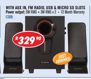 Dixon 2.1 Channel Multimedia Speaker Systems With Subwoofer & 2 Speakers CS08