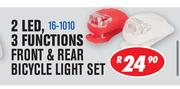 2 LED, 3 Functions Front & Rear Bicycle Light Set 16-1010
