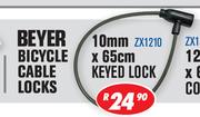 Beyer Bicycle Cable Locks 10mm x 65cm Keyed Lock ZX1210