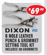 Dixon 6 Hole Leather Punch & Grommet Setting Tool Kit VK92 Includes 100 Grommets