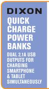 Dixon 6000mAh Quick Charge Power Bank With Built In Micro USB Cable & Lightning Adapter T5