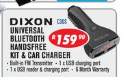 Dixon Universal Bluetooth Handsfree Kit & Car Charger C30S