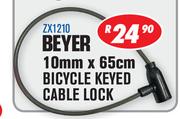 Beyer 10mm x 65cm Bicycle Keyed Cable Lock ZX1210
