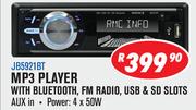 Jebson MP3 Player With Bluetooth, FM Radio, USB & Micro SD Slots JB5921BT