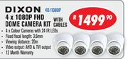Dixon 4 x 1080P FHD Dome Camera Kit With Cables 4D/1080P